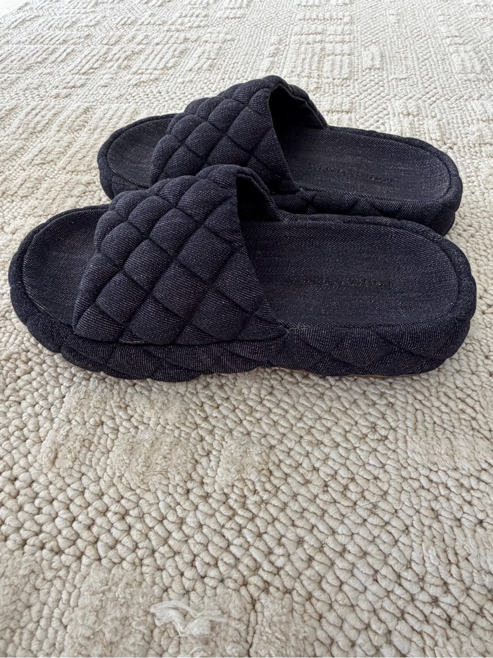 Bottega Veneta Black Quilted Slide Sandals